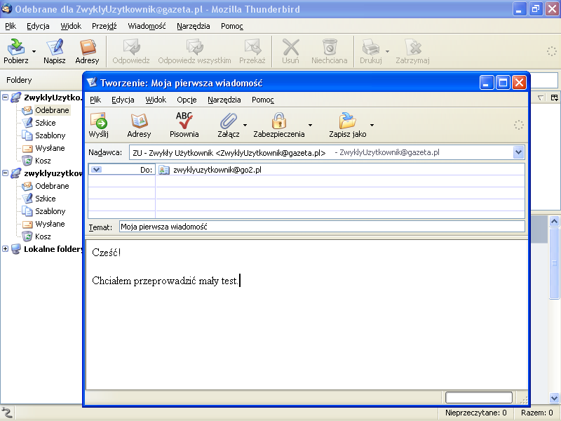 Tworzenie nowej wiadomości e-mail, krok 2