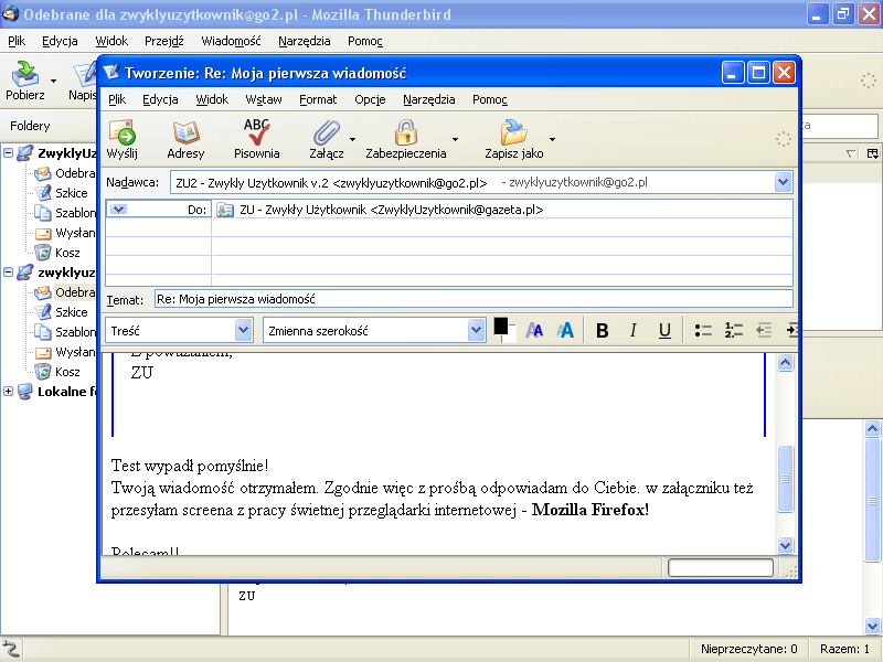 Tworzenie nowej wiadomości e-mail w HTML'u i z załącznikami, krok 1